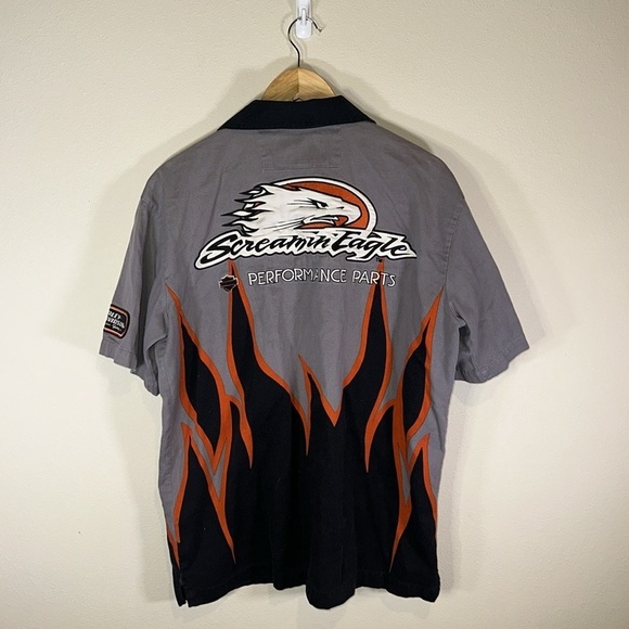 Vintage Harley Davidson Screaming Eagle Flame Mechanics Shirt Men’s Medium - Picture 3 of 8